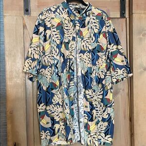 Reyn Spooner Blue Tropical Print Shirt